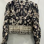 Farm Rio Black Graphic Floral Blouse Photo 1