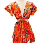 Charina Sarte Tropical Poplin Cut Out Mini Dress Size XS NWOT Orange Photo 2
