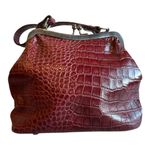 Patricia Nash  Leather Framed Kiss Lock Crossbody Bag Burgundy Croc Embossed Photo 0