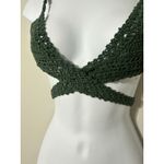 Handmade She Made Me Cotton Crochet Halter Wrap Top Green Boho Bikini Sz M/L Size M Photo 3