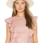 Karina Grimaldi Karina‎ Grimaldi Revolve S Pink Ruffle Linen Blouse Button Back Feminine Fairy Photo 0