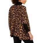 Anne Klein Womens Poncho Sweater Animal Print Turtleneck Pullover Knit XXS Photo 2