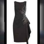 Eliza J  Boat Neck rhinestone starburst draped Ruched Sheath Mini Dress black 10 Photo 6