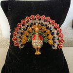 Vintage Gold Multicolor Peacock Broooch Pin Photo 0