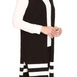 Vince Camuto Sleeveless Black and White Long Open Front Cardigan Size M Photo 1