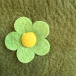 Vintage Nepal Handmade Felt flower & bauble zip Pouch in green lime & yellow nwt Photo 13