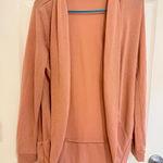 Ambiance Open Front Cardigan Draped Lightweight Knit Sweater Peach Medium Pink Photo 0