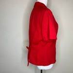 Sag Harbor Red Vintage Tie Back Short Sleeve Button Up Blouse Sz Medium Photo 3