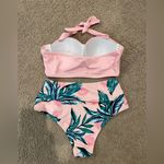 SheIn  2-piece Pink Tropical High Waisted Push-Up Bikini Photo 5