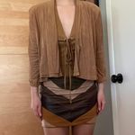 H&M Faux Suede Tan Draped Blazer Photo 2