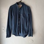 Anthropologie Size 8 Medium Blue Striped Viscose Linen Blend Button Up Long Slv Photo 5