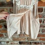 Free People  Pink Lace Detail Sleeveless Button Front Tank Top Shirt, L Photo 5