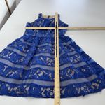 Aidan Mattox  Dress Womens 6 Blue Lace Cocktail Fit Flare‎ Sleeveless Party Photo 8