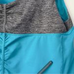 Lululemon  Teal and Gray Athletic Tank Top Logo Pocket Ruched Stretch Sleeveless Photo 6