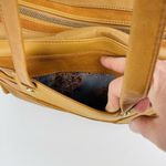 HOBO Tan Velvet Hide Suede Leather Patchwork Double Handles Satchel Shoulder Bag Brown Photo 2