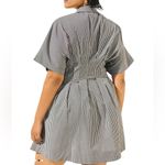 Anthropologie EXQUISE The Tobie Feminine Sexy Striped Shirt Dress With Side Pockets S 2X Photo 1