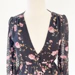 Lulus Lulu’s Fleur-ty Girl Black Floral Print Long Sleeve Babydoll Dress NWOT | XS Photo 2