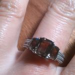 Brazilian Smoky Quartz Stainless Steel Three Stone Fancy Ring (Size 9) Photo 1