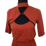 Rust Mock neck Cutout stretch knit midi dress Orange Photo 2
