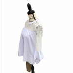 None White Blouse Feminine Frilly Size Medium Photo 6