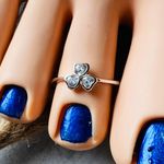 Sterling Silver Heart Clover Shamrock Cz Toe Ring Midi Ring Photo 3