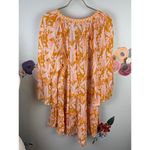 Anthropologie Orange Floral Mia Tiered Ruffled Tunic - Size - Medium Photo 2