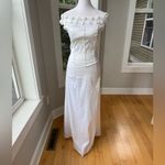 Vintage 90s White Beaded Satin Off The Shoulder Corset Top Wedding Dress Small Photo 12