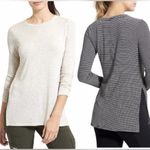 Athleta  Taupe and White Striped Athletic Long Sleeve Photo 2