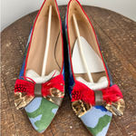 Handmade in Spain Ballet Flats Artemisa Red Camo Flats Shoes Women Size 37 Blue Photo 0