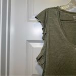 Time & Tru Green V Neck Flutter Sleeve Top size Large Photo 3