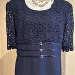 Night Studio New York Vintage Navy Blue Lace Top Gold Jewels In Front SZ 20 Photo 1