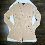 Forever 21 Cream Long Sleeve V Neck Romper Photo 0