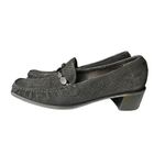 Stuart Weitzman  Size 8 Black Suede Perforated Beaded Chunky Heel Loafer #S87-8‎ Photo 1