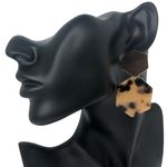 Tan and Brown Geometric Drop Earrings Photo 2
