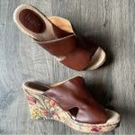 BOC Women’s Size 7 Slip On Wedge Sandals Floral Details Brown Photo 2