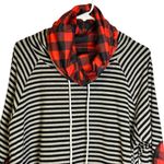 Hawthorne Red Black White Mixed Print Long Sleeve Cowl Neck Sweatshirt Size 3X Photo 1