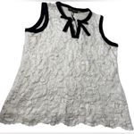 Karl Lagerfeld  White Lace Top with Black Trim Photo 7