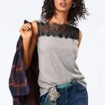 Soprano  Gray Lace Trim Sleeveless Top Made in USA Photo 0