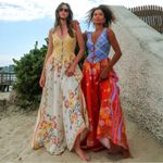 Free People  Linen Bali Honeydew Jumpsuit in Fiesta Combo Size Small NWT Bohemian Photo 5