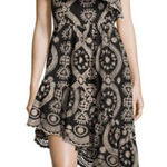 Love Shack Fancy  Black And Cream Pamela Asymmetric One Shoulder Flounce‎ Dress S Photo 0
