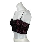 Pull & Bear  Black Pink Sequin Sparkly Sleeveless Cami Tank Crop Top Size S Photo 1
