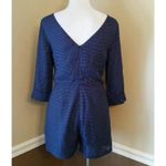 Lucy Paris NEW Modcloth Blue & White Polka Dot 3/4 Sleeve Shorts Romper Medium Photo 4