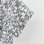 John Mark Button Down Short Sleeve Shirt Large White Black Dog Cat Print Tunic Photo 6