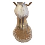 Unique Vintage Vintage high low wedding prom strapless corset tulle maxi train dress size small Photo 8