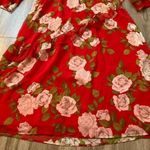 ZARA  Red Floral Ruffle Maxi Dress Size S Photo 7