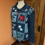 Tiara International Vintage 90s  Zip down Christmas Cardigan Photo 10