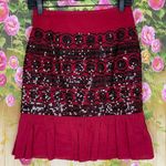 Moulinette Soeurs  Red Skirt with Black Sequins Size 0 Photo 1