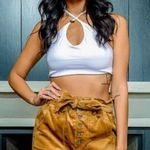 Love Tree Brown Corduroy High Rise Paperbag Shorts M Photo 0