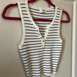 Workshop Republic Clothing The Workshop Women’s White Black Stripe Sleeveless Ribbed Sweater Tank Size S Photo 4