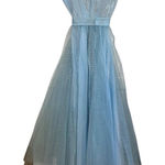 Vintage 50s Fit Flare Ice Blue tea length gown dress princess cinderella costume Photo 0